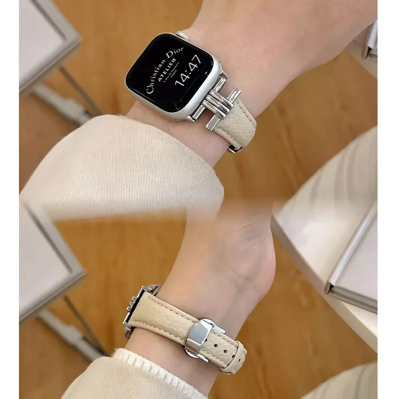 Применение Apple с AppleWatch9/8/7 кожаная маленькая талия девочке iWatch4/5/6SE3ULTRA