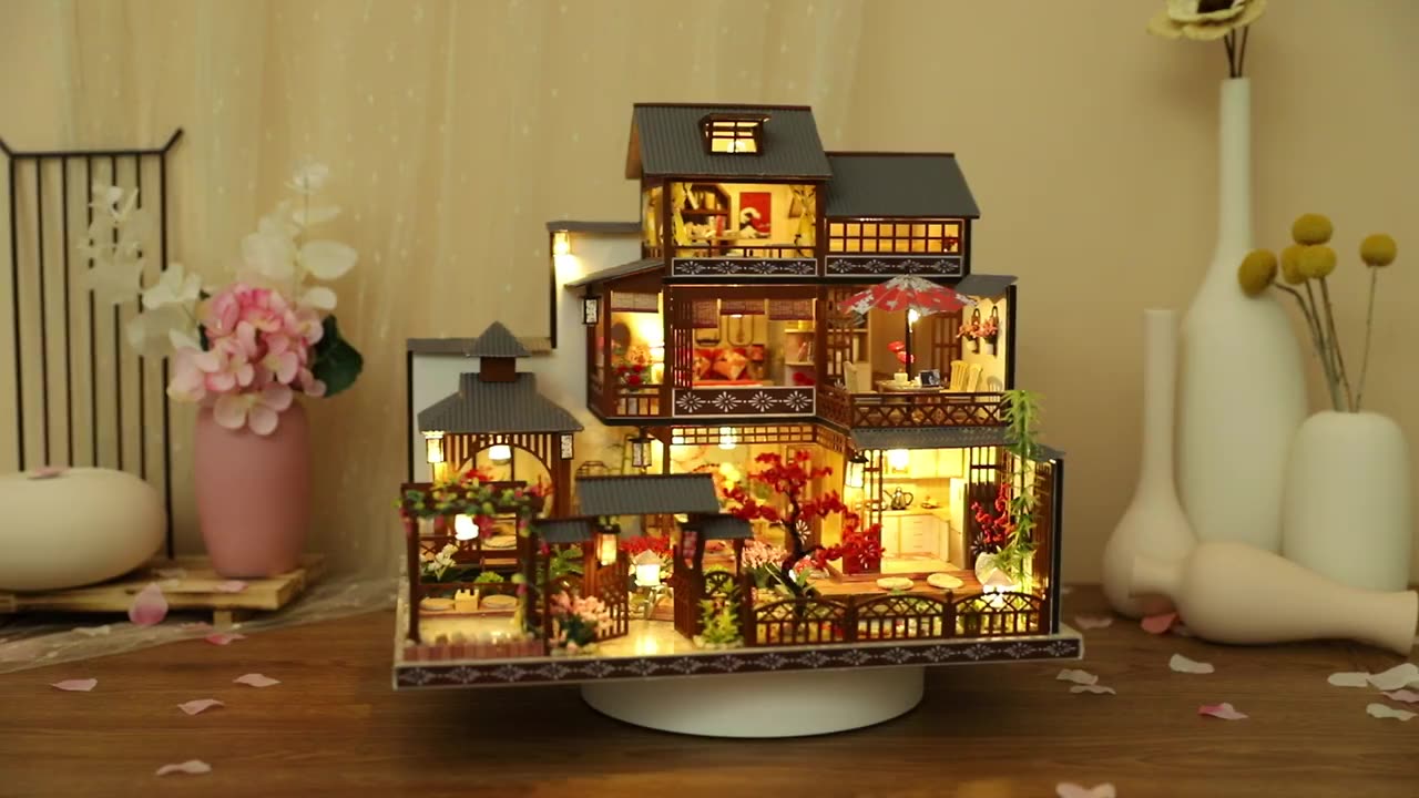 Chinese And Japanese Style Diy Doll House Wooden Big Size Doll Houses