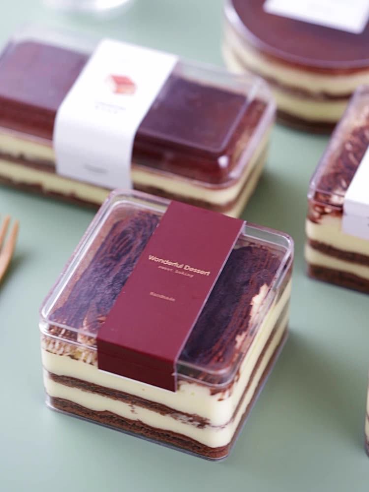 Tiramisu Cake Pet Hard Plastic Dessert Packaging Box Dessert Boxes