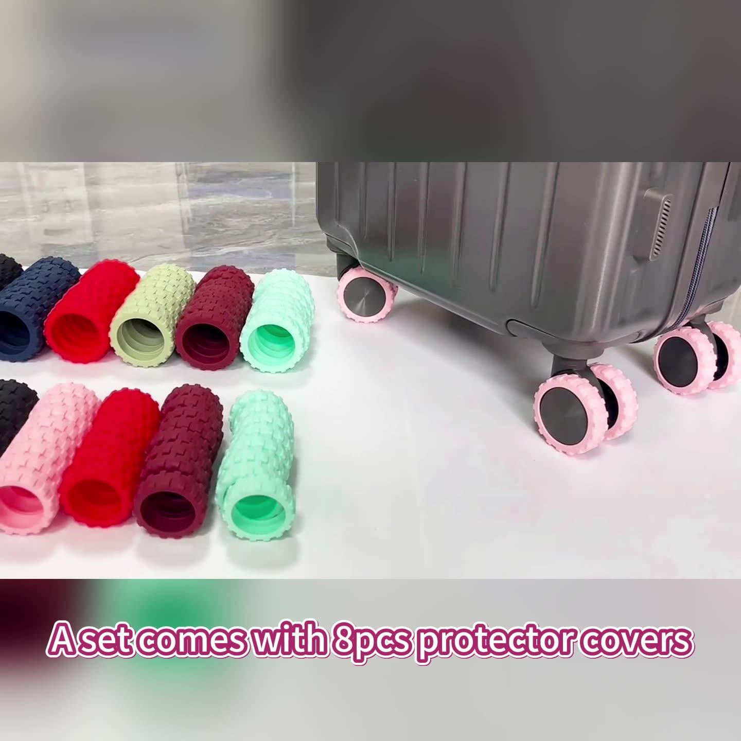 8pack Silicone Luggage Wheels Protective Cover Mute Suitcase Roller