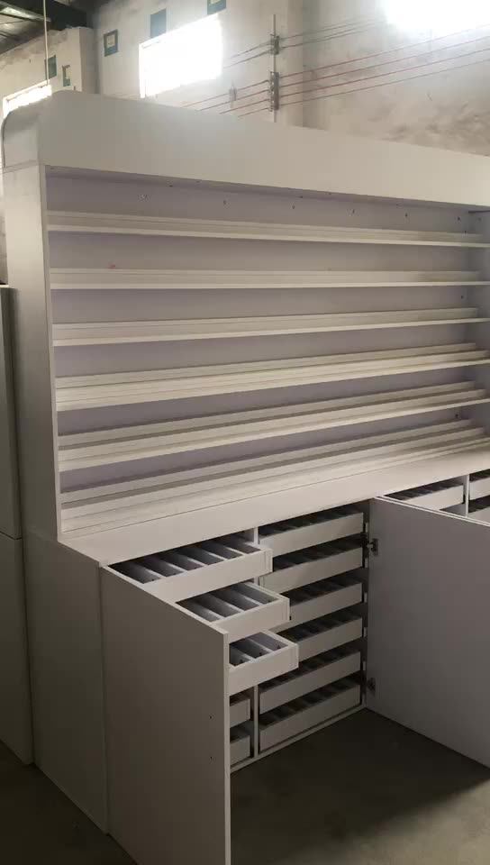 Custom Wood Makeup Nail Polish Kiosk Pink Nail Display Shelf Racks