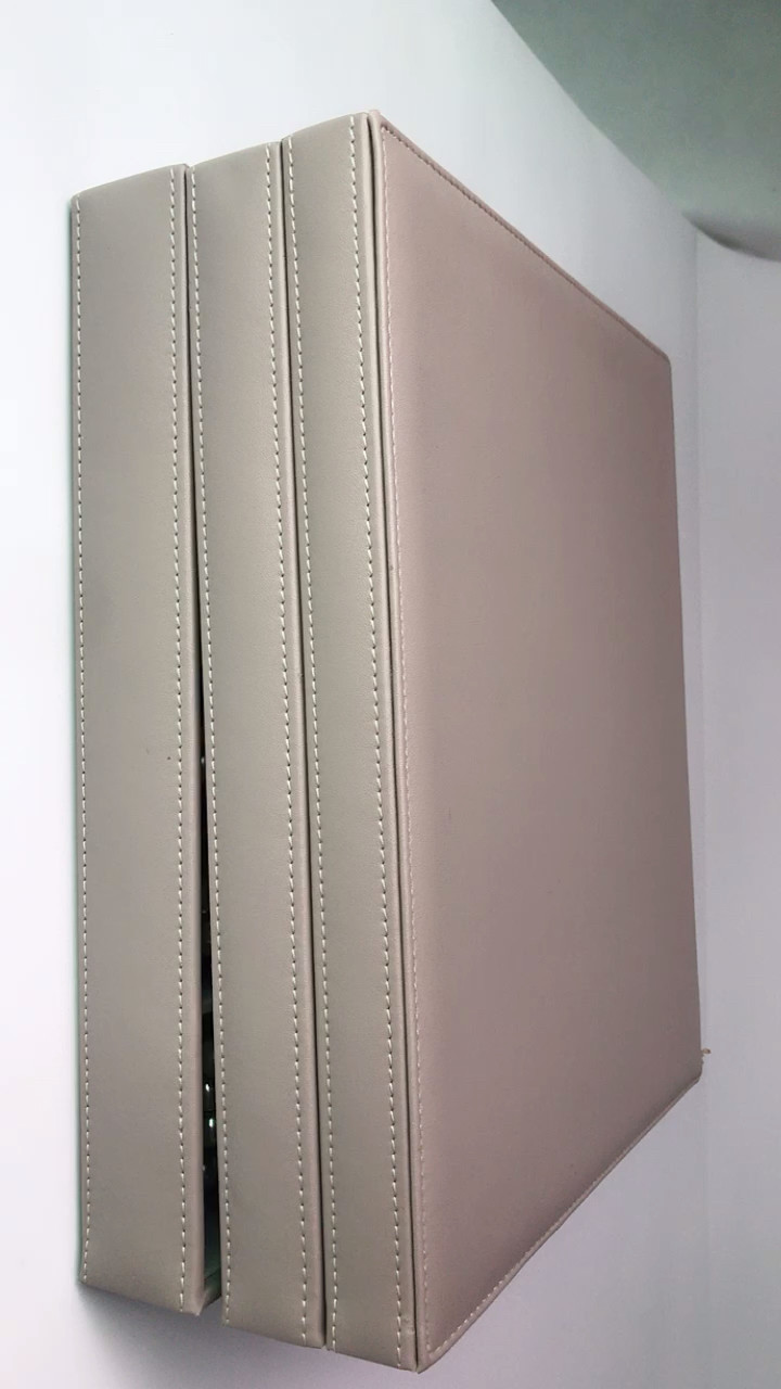 Custom Grey Jewelri Leather Tray Suede With Stackable Jewelry Display