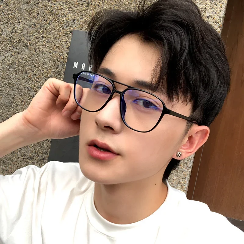 Black -frame glasses men can be equipped with close -up lens mobile phone computer computer goggles eye frame mirror frame women's big frame round face is thin