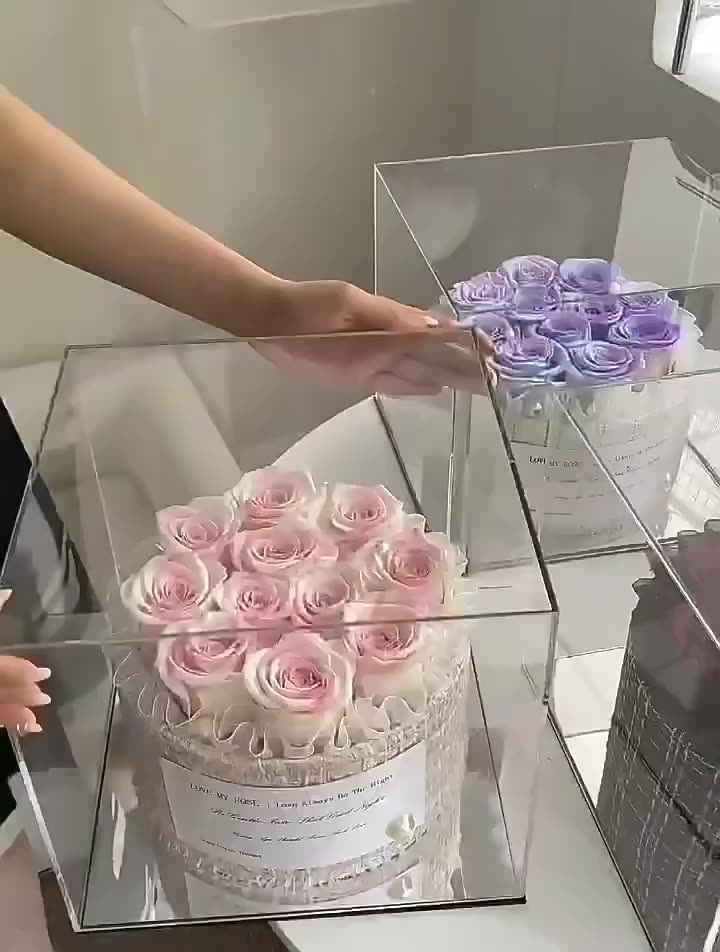 Cheapest Flowers Preserved Fresh Flower Eternal Rose In Acrylic Box