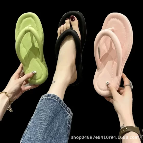 EVA flip-flops women's thick-soled flip-flops summer outdoor beach shoes deodorant non-slip lightweight sandals