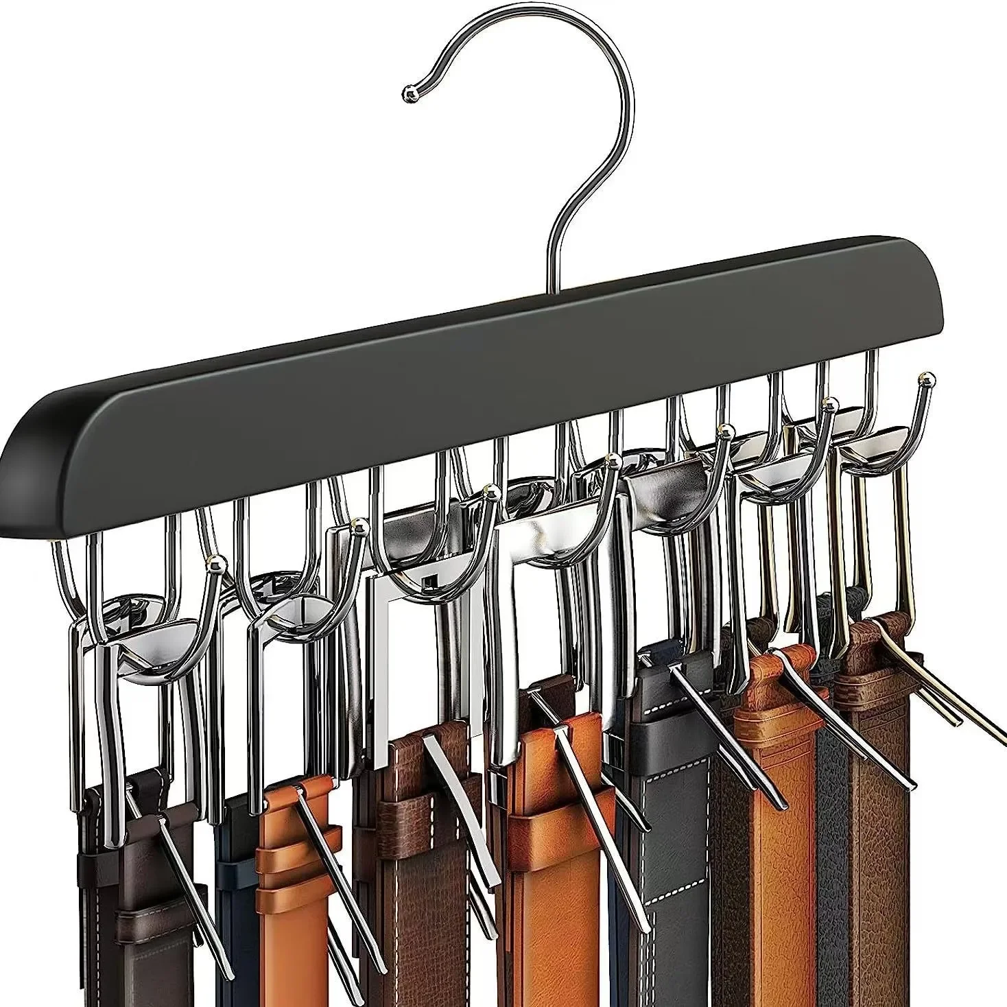 20 Hook Sling Solid Wood Coat Rack Clothes Hanger Tie Hook Can Rotate 360 Degrees Household Belt Pants Storage Rack