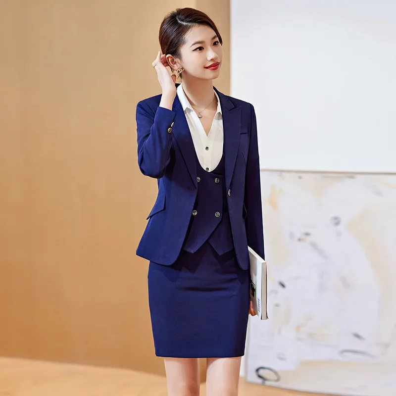 Suit professional suit female temperament goddess Fan white collar manager formal wear hotel front desk gold shop jewelry shop overalls