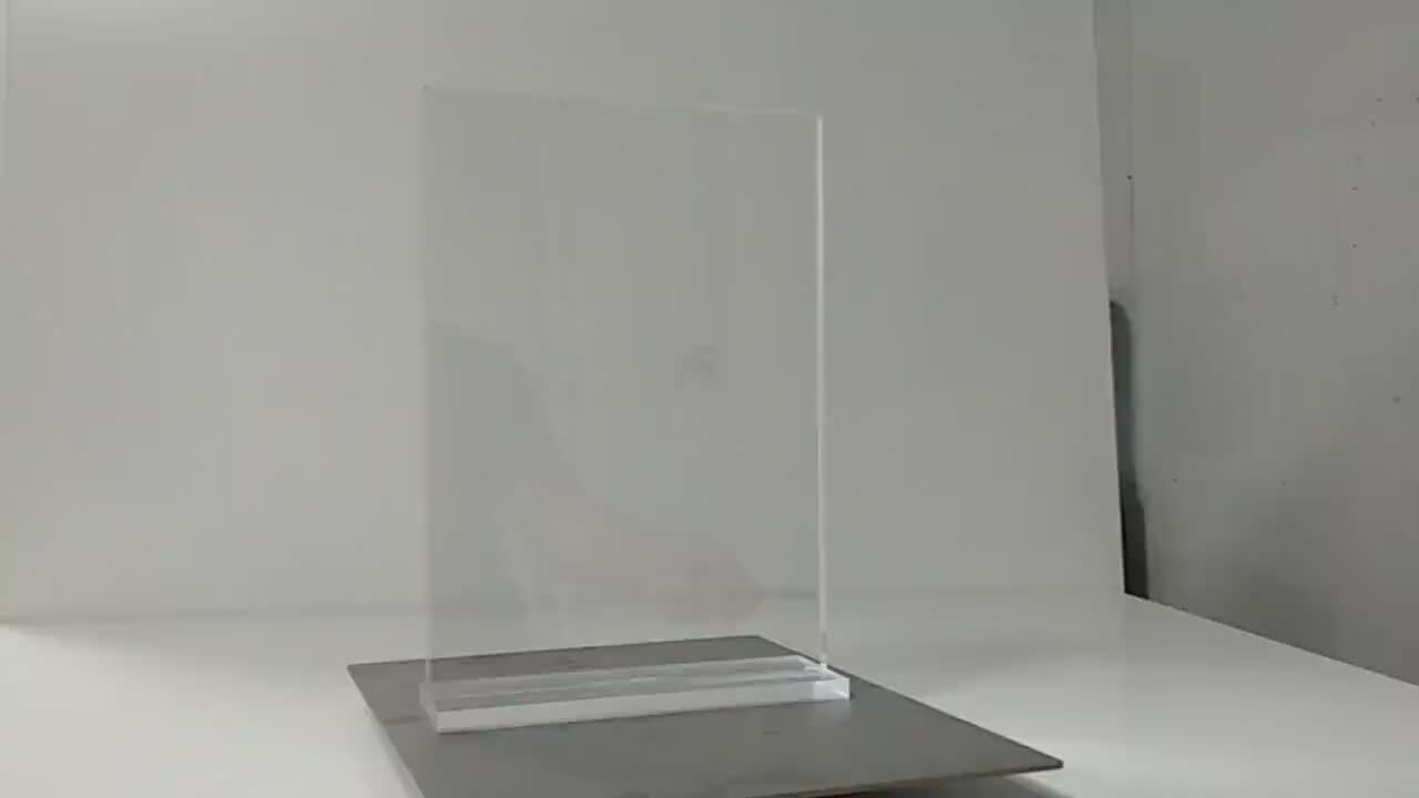 Custom Size Plastic A4 Paper Acrylic Standing Sign Holder Display Stand
