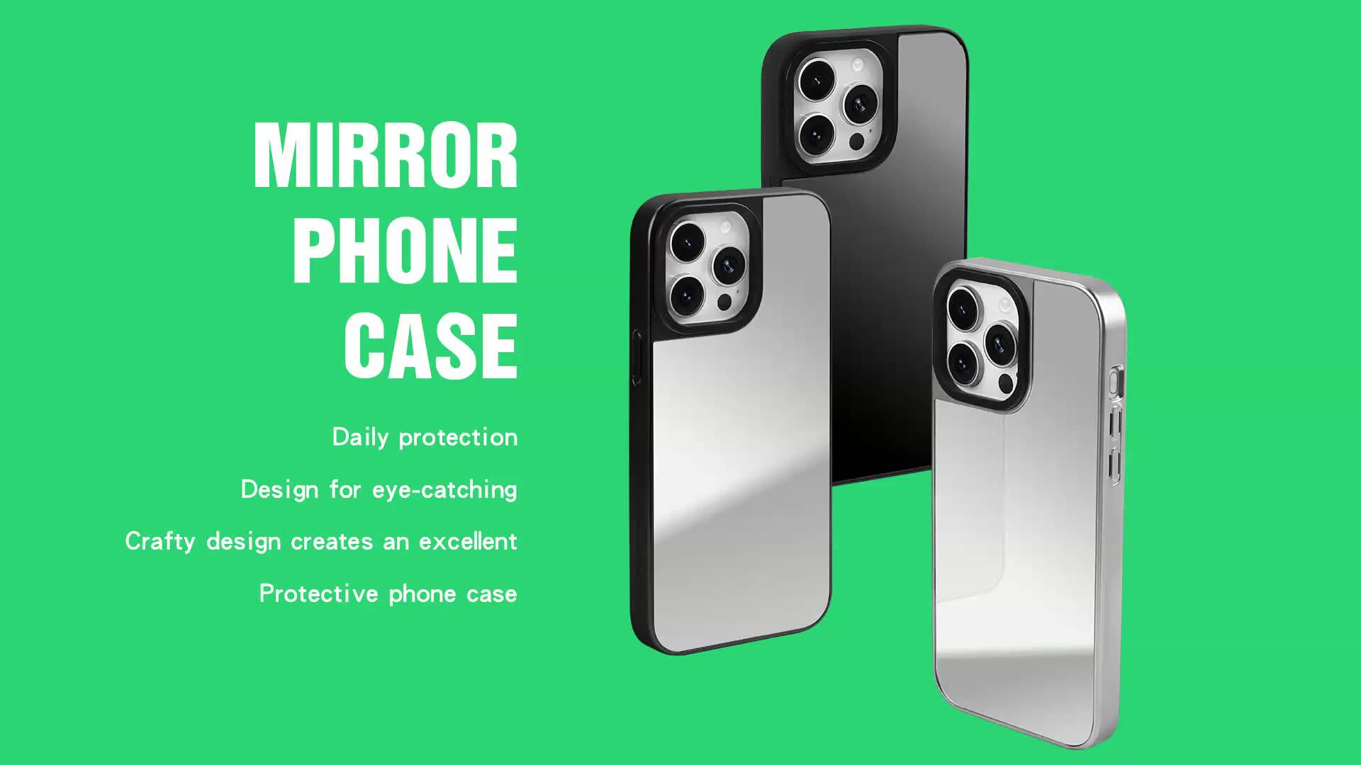 Reflective Silver Cell Phone Case with Mirror for iPhone 15 Pro Max 11 13  14 Makeup Mirror Case Luxury Phone case