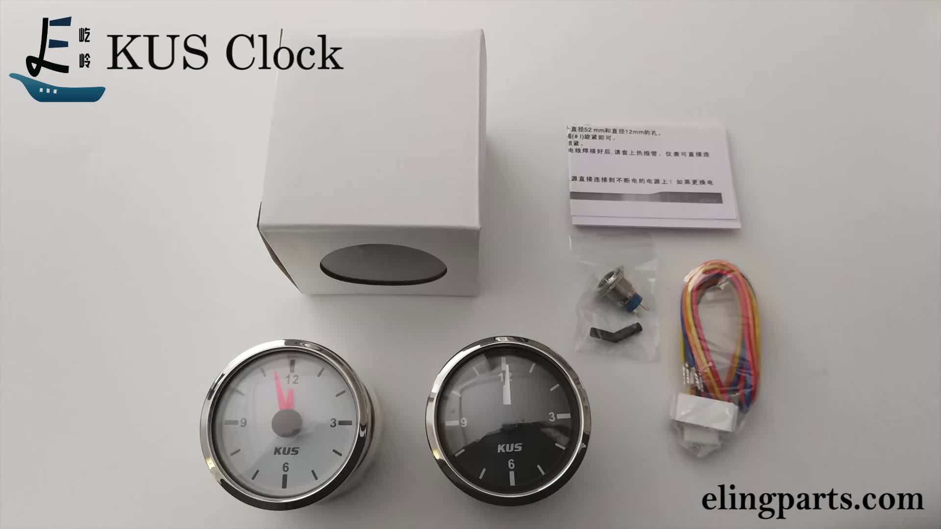 2 KUS Clock Meter Gauge 12-Hour Format with Backlight 52mm 12V/24V 