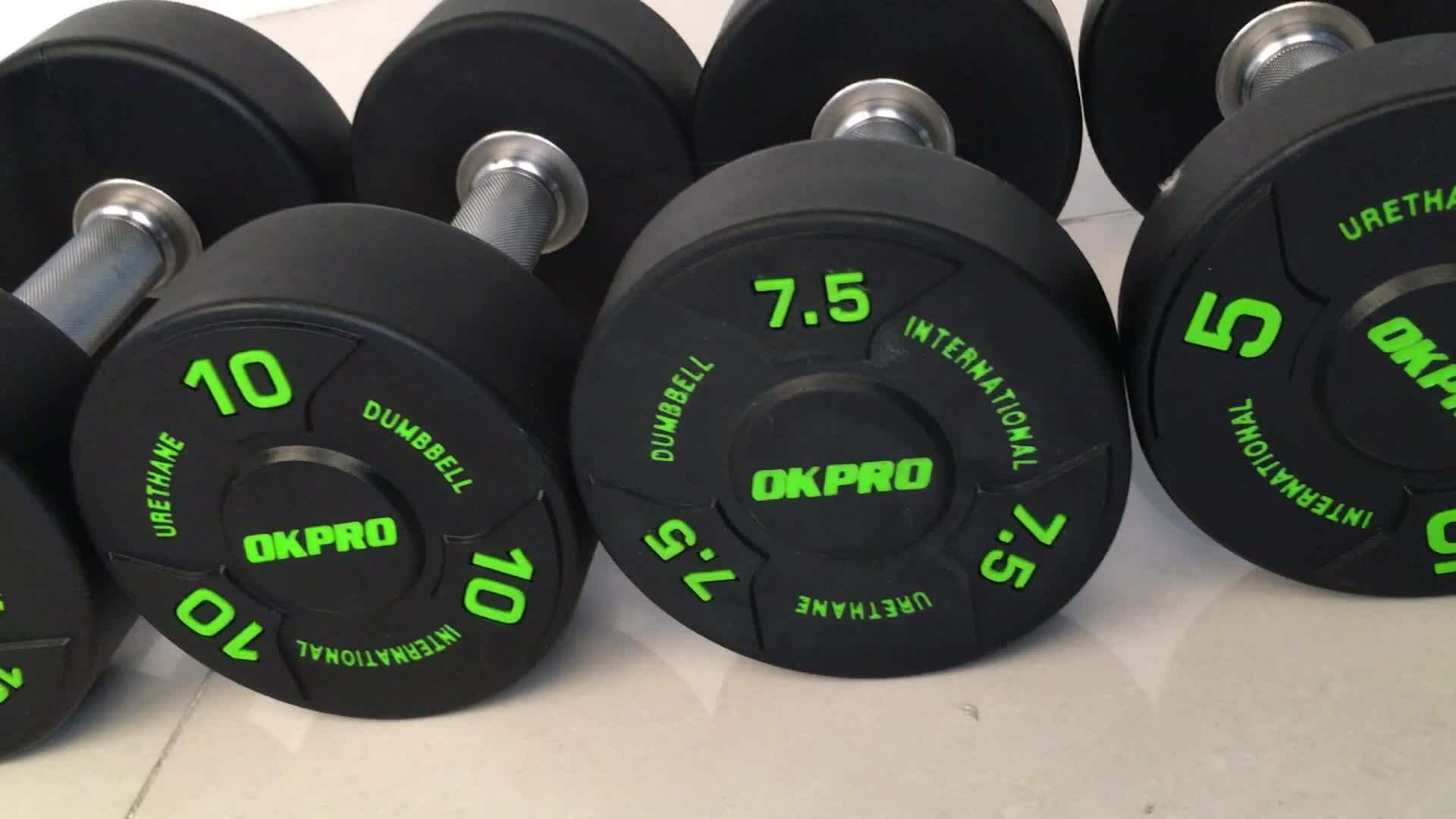 Free Weights Commercial Fitness Dumbbell Set China Wholesale Round PU