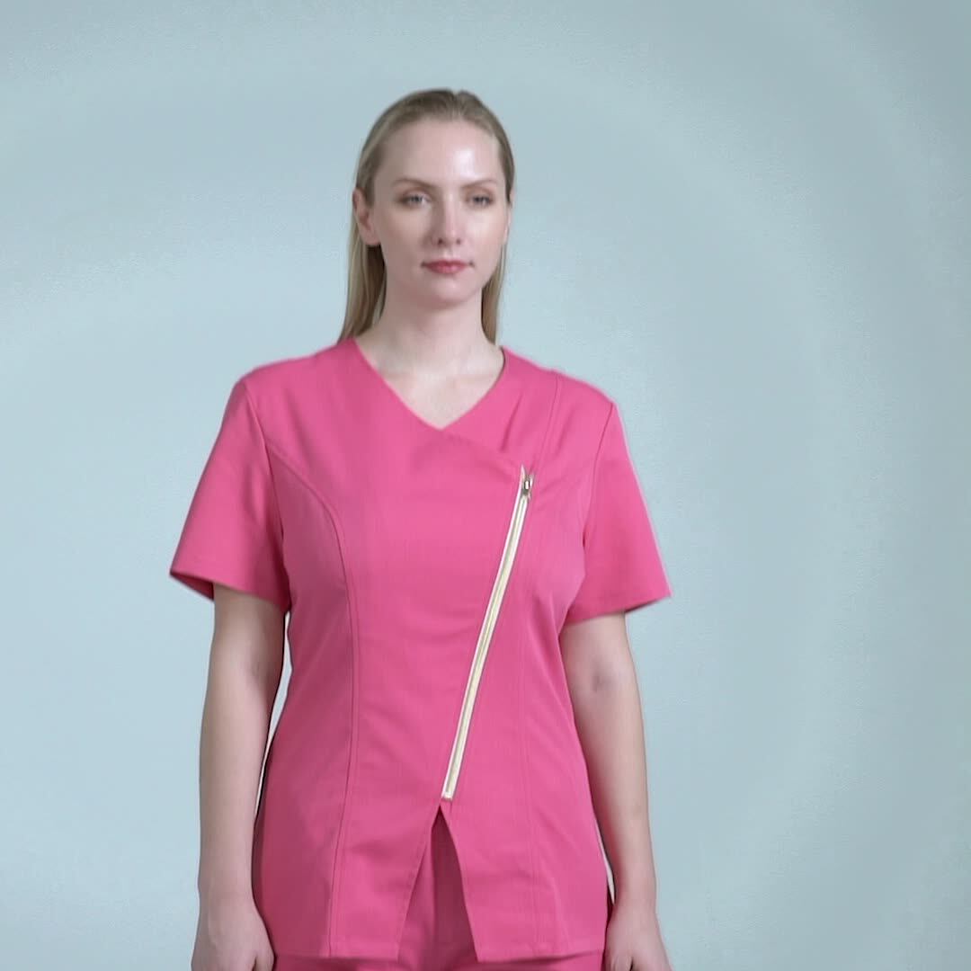 2020 Hot Sale Scrubs Uniforms Nursing Slant Zipper Fancy Hospital