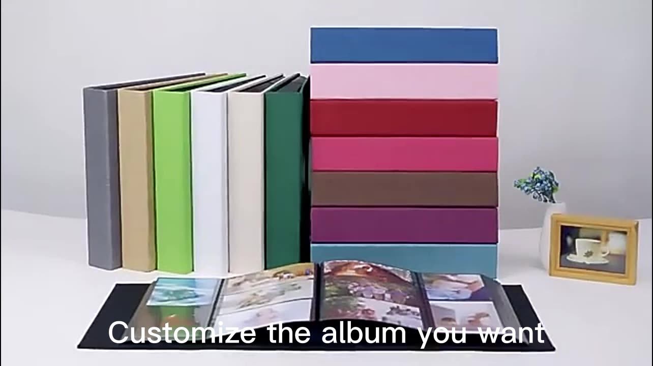 Wholesale Linen Cover Family Photo Album Self Adhesive Paper Card Slip In Pages Matted Photo