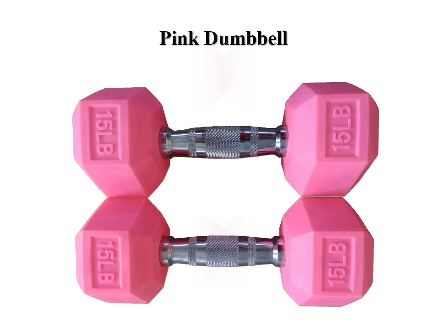 New Design Nonsmell Pink Rubber Coated Hex Dumbbell Buy Hex Dumbbell