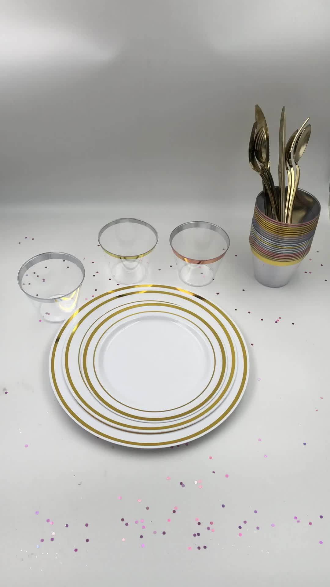 Wedding Rose Gold Rim Disposable Rose Golden Color For Party Plastic