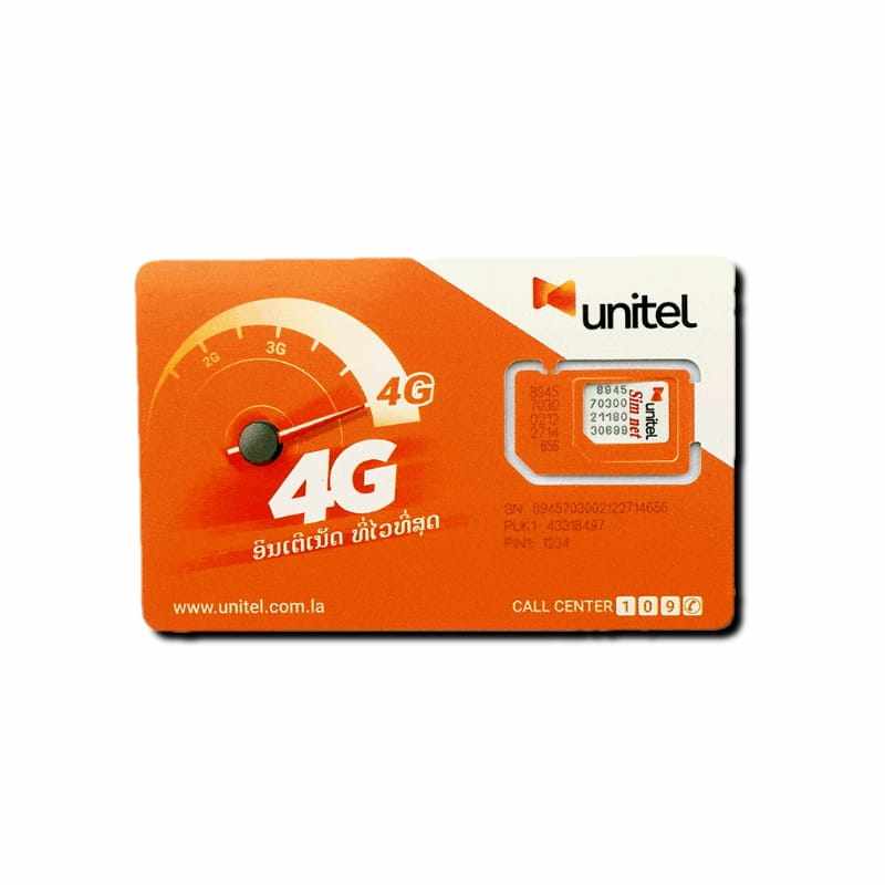 Laos 5g Sim Card Unitel Mobile Data Card Vientiane Vang Vieng Luang Prabang Travel Internet Card 9-Digit Number