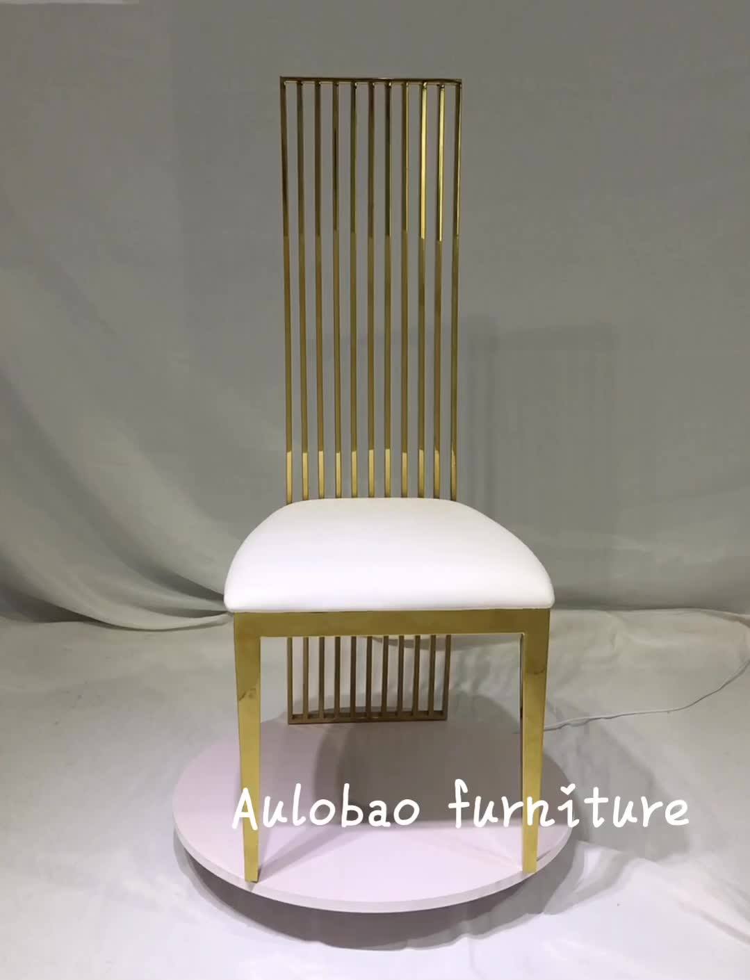 Luxury Design Gold Stainless Steel High Back King Throne Chair For