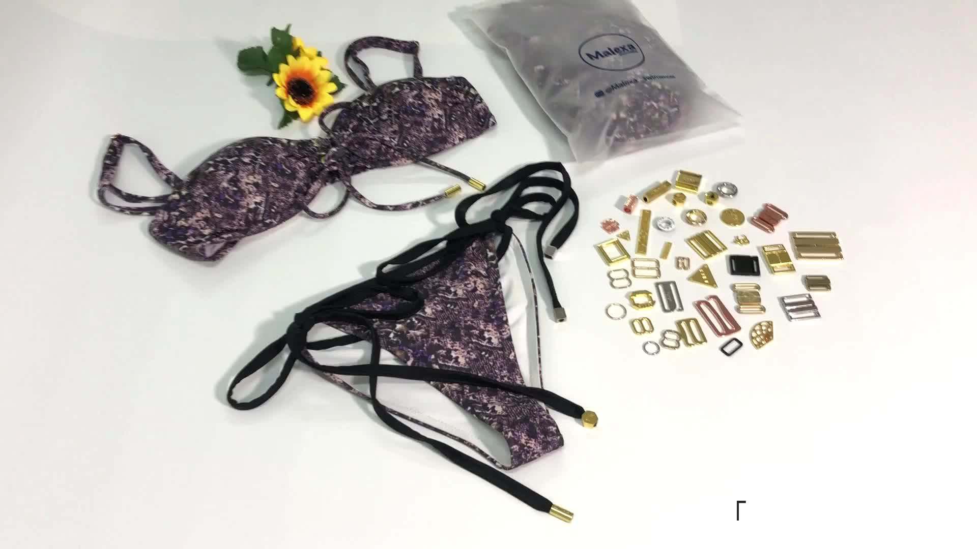 Sea Water Resist Gold Swimwear Metal Accessories Custom Beachwear