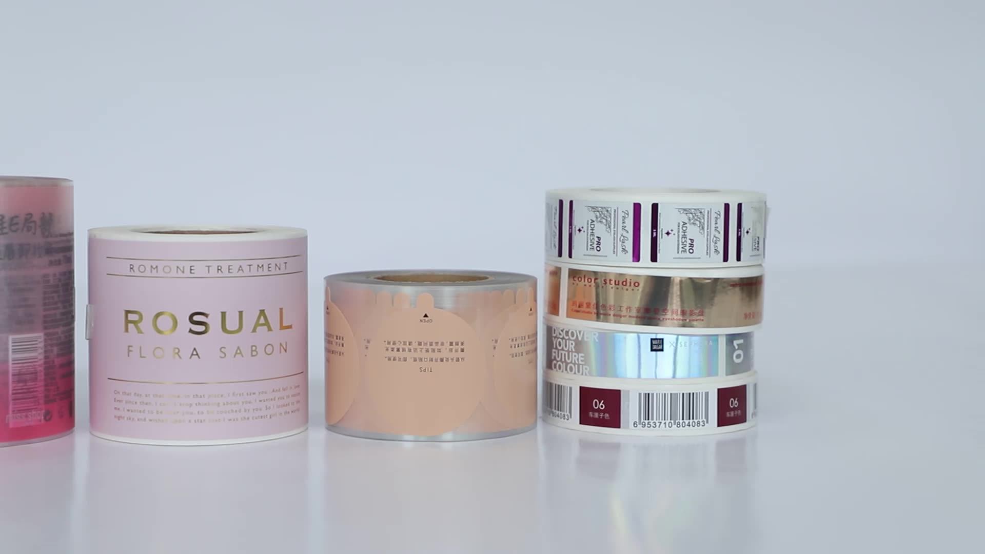 Custom Logo Color Golden Foil Embossed Adhesive Round Vinyl Waterproof