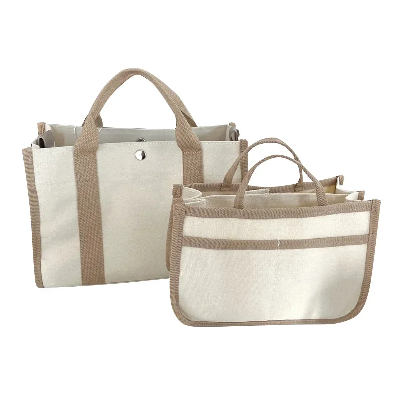Korean Instagram Mommy Bag 2024 New Canvas Tote Bag Single Shoulder Crossbody Bag Large Capacity Multifunctional Mom Baby Bag