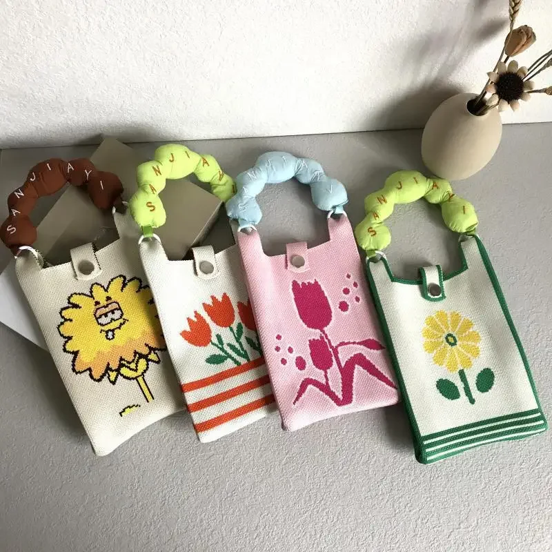 Knitted cute genuine design cartoon purse
