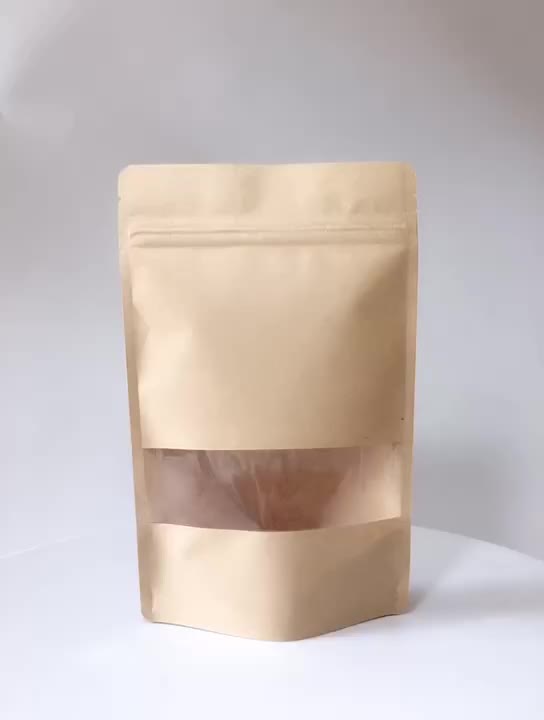 High Quality 150g 250g 500g Nuts Packaging Kraft Paper Standing Pouch