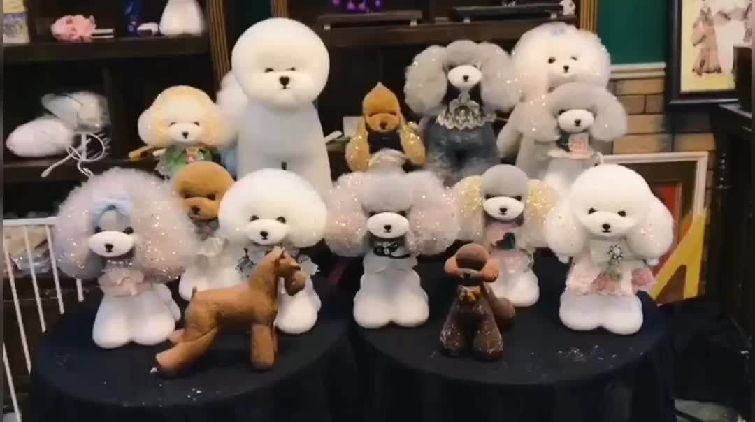 グルーミングモデル犬ビションヘッドマネキンヘッドウィッグ付きペット