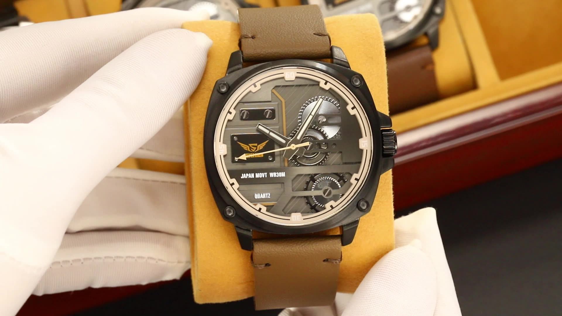 SKMEI 2289 Leather Waterproof Quartz Watch - Stainless Steel Strap