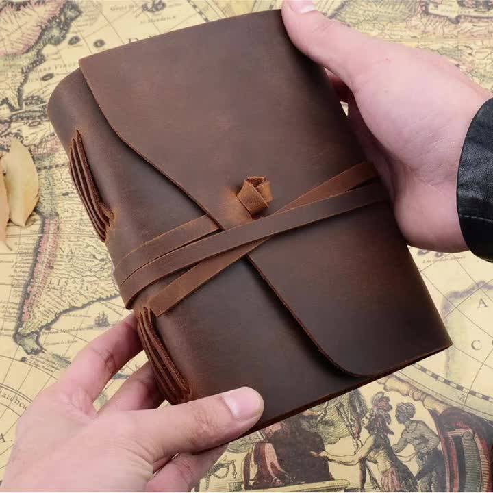 Handmade A5 Crazy Horse Leather Notebook Refillable Travel Journal