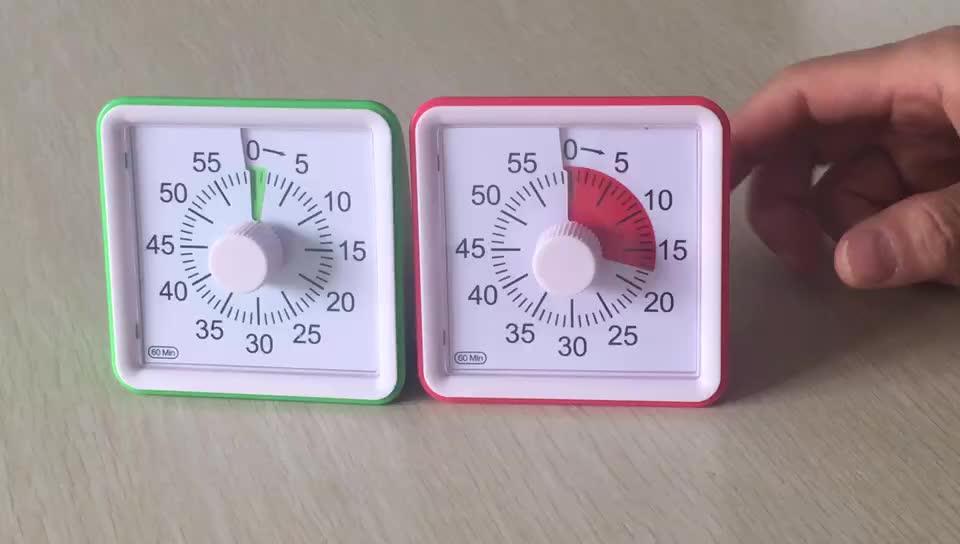 60 Minute Square Kitchen Silent Classroom Meeting Countdown Alarm Visual Analog Timer For Kid