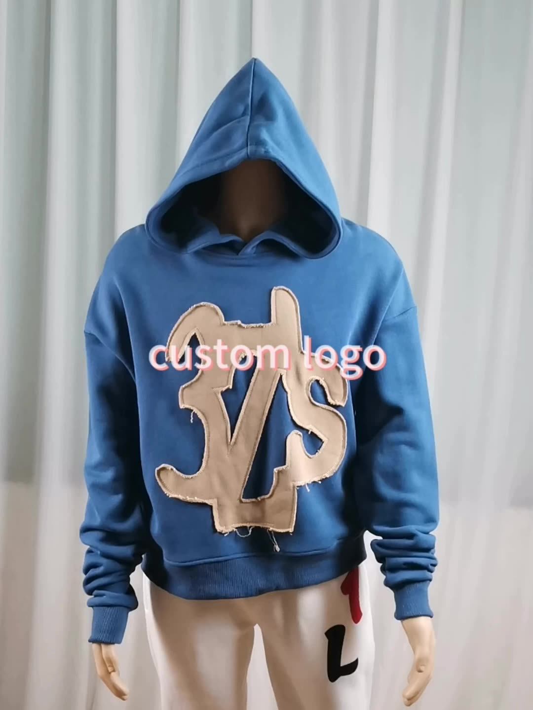 French Terry Hoodie Blank No Pocket Cut Ribbing Street Wear Fleece