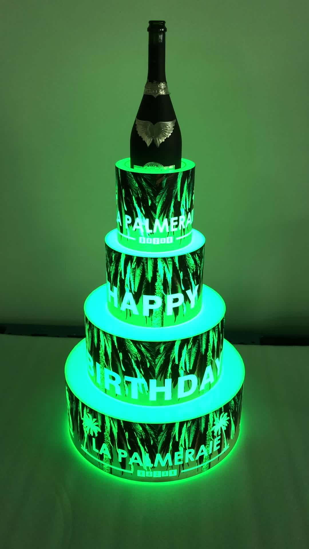 Battery Powered Acrylic Vip Led Birthday Cake Bottle Presenter Holder