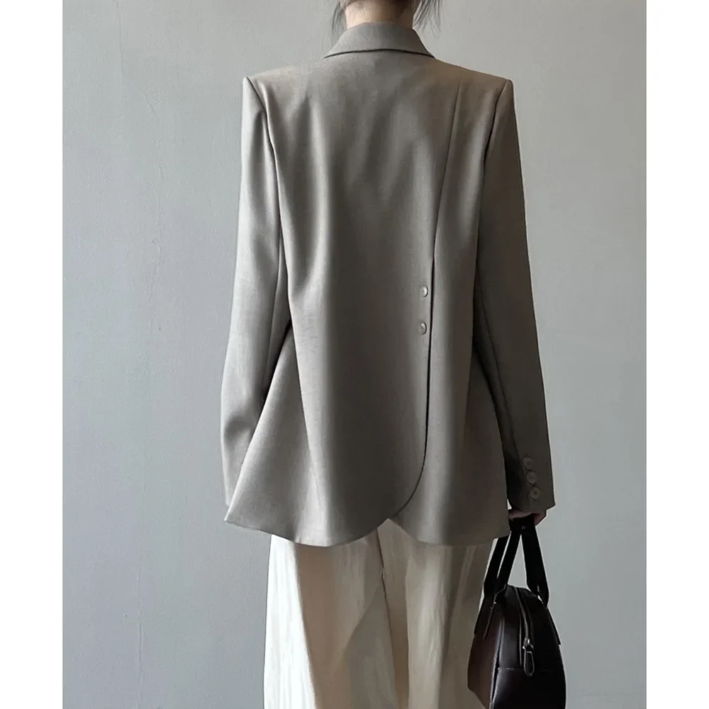 Words Double Irregular Back Split Suit Jacket Women's 2024 Autumn New Elegant High-end Top 82120