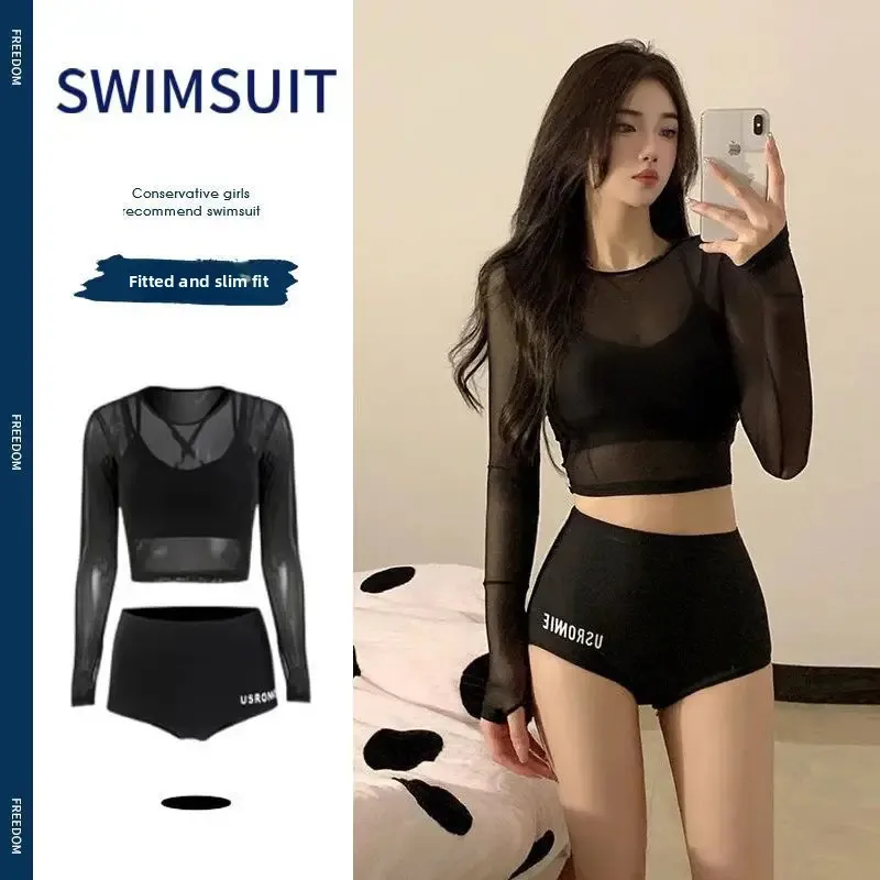 New Hot Swimwear Women's Split Bikini Three-Piece Sexy Swimwear Long Sleeve Sun Protection Blouse Swimwear in stock