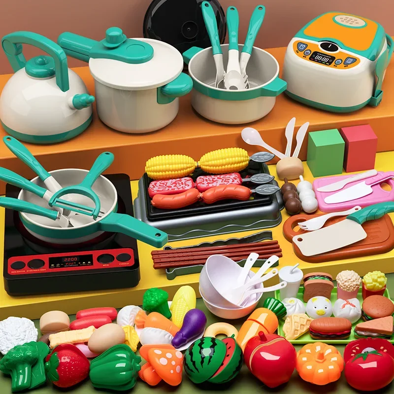 Selected Children's Home Kitchen Toys Fruit Cutting Baby Cooking Simulation Kitchen Equipment For Boys And Girls