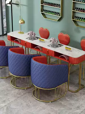 Nordic marble nail table and chair set combination Japanese single double three-person nail table Manicure table Economical