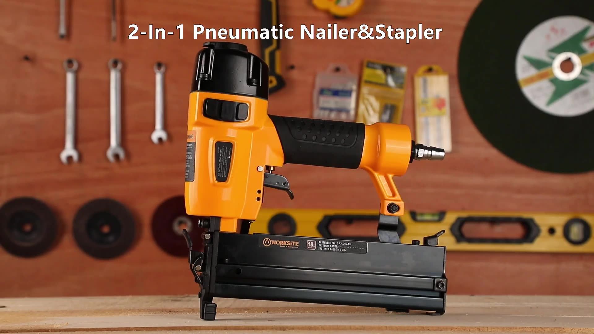 Worksite Pneumatic 2 In 1 Nailer Stapler 18 Gauge Brad Nailer Floor