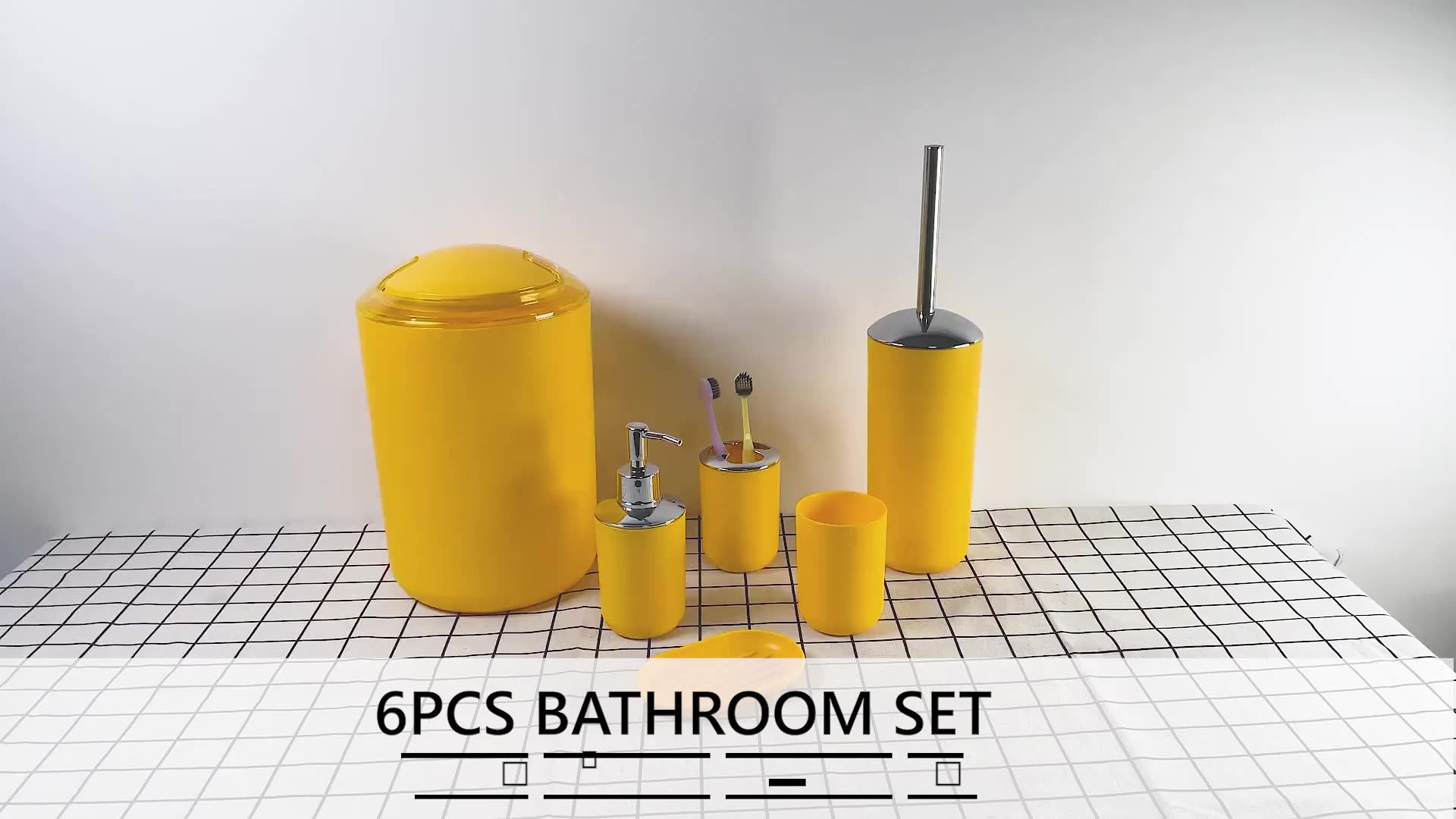 Low Mqo 6 Piece Bathroom Organizing Accessories Plastic Bathroom