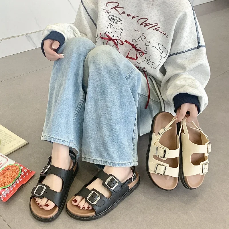 Sandals and Slippers Women's Summer New Arrival Fashionable All-Match Outer Wear Non-Slip Platform Roman Sandals Cross-Border Flat Slides