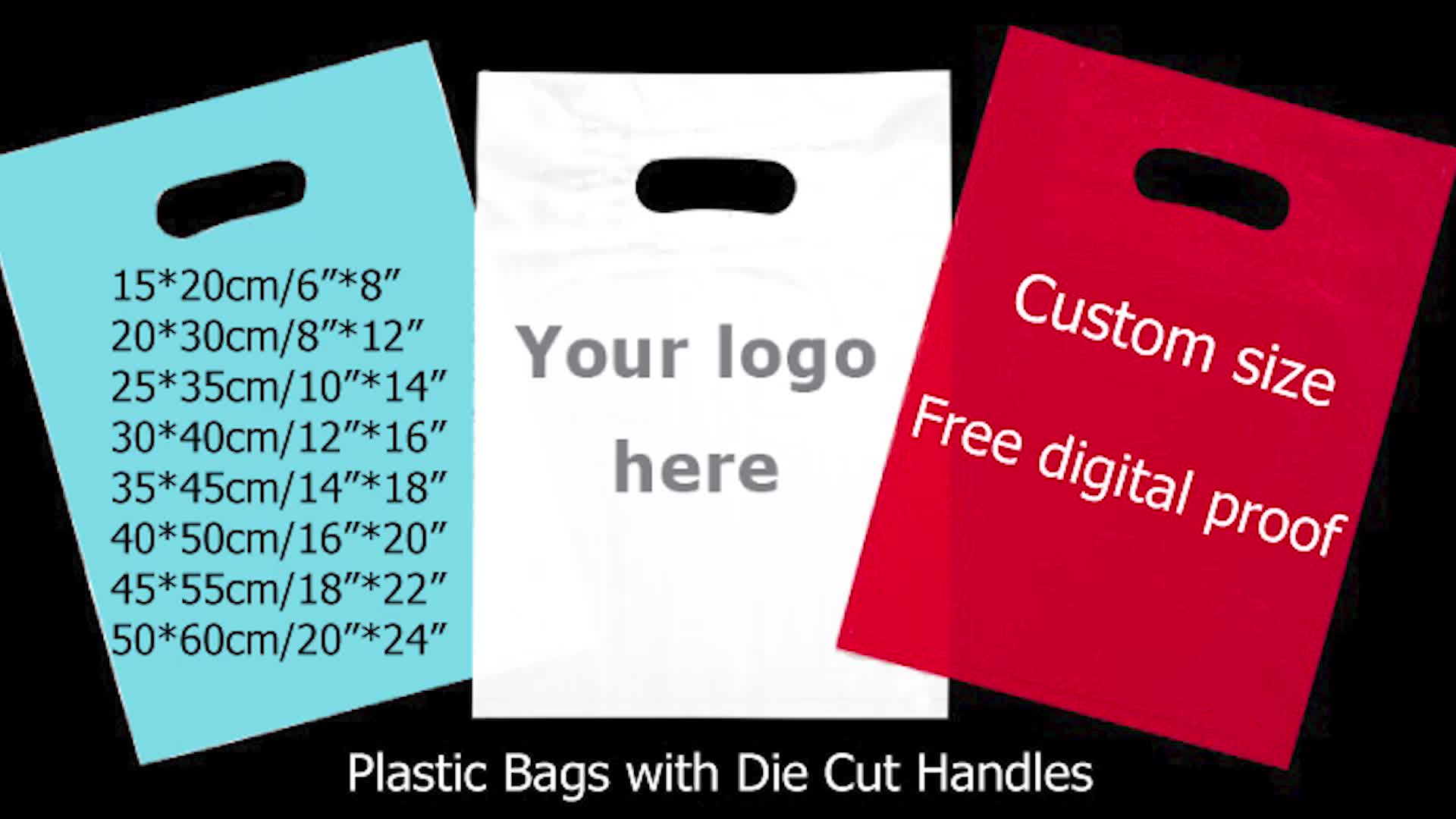 20*30cm/8"x12" Custom Personalized Plastic Shopping Bags With Your Own