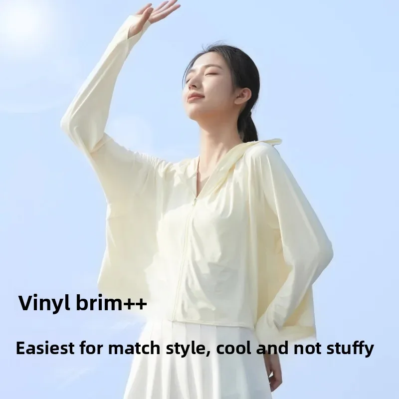 Summer new sunscreen women's UV-resistant hooded black rubber breathable thin ice silk riding coat wholesale custom