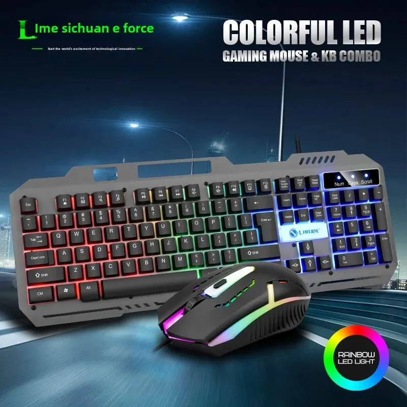 Wholesale Power Magnesium T25 Metal Luminous Keyboard Mouse suit Suspension Machinery Feel Backlight Gaming USB Keyboard Mouse
