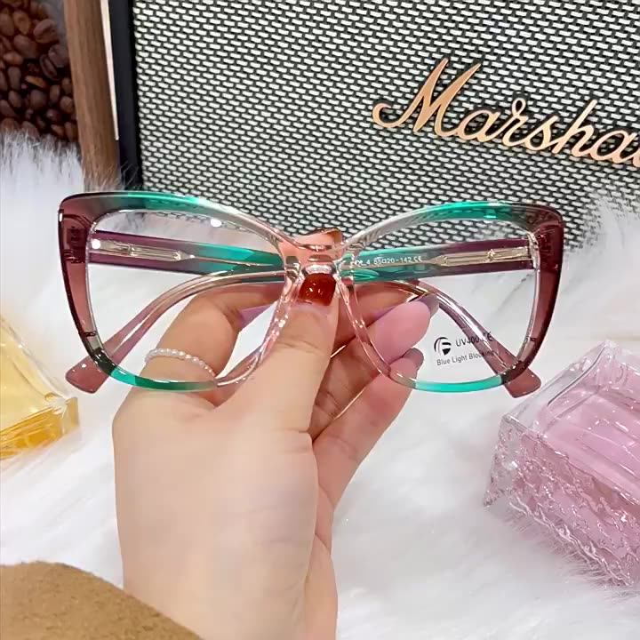 2024 New Fashion Rainbow Big Thick Cateye Frames Anti Blue Light