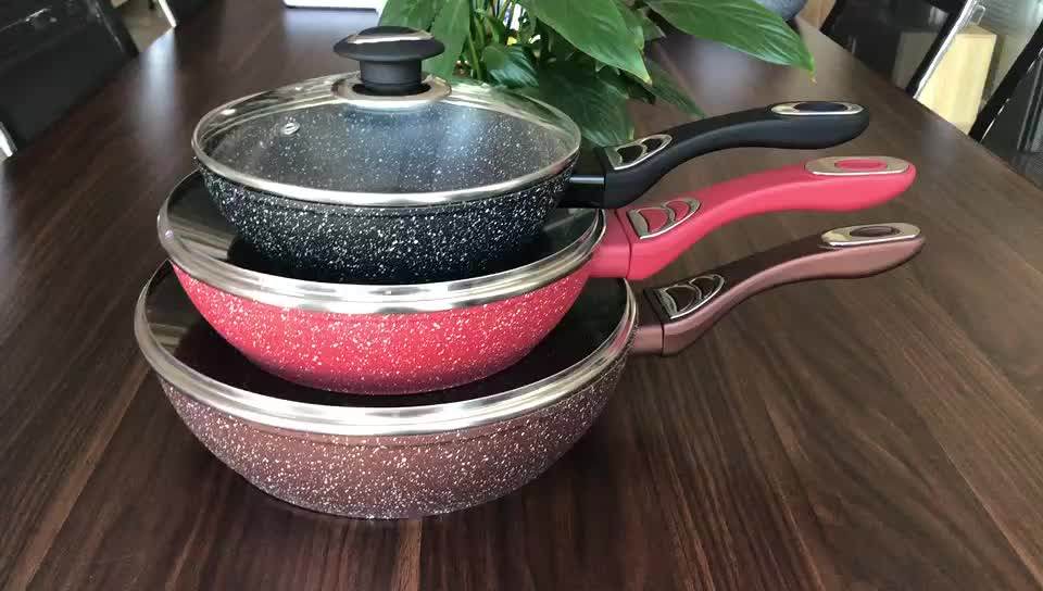 Aluminum Wok Induction Bottom Nonstick Cooking Pot Marble