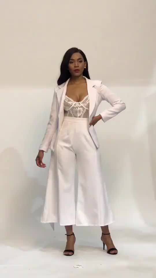 ladies white formal pant suits