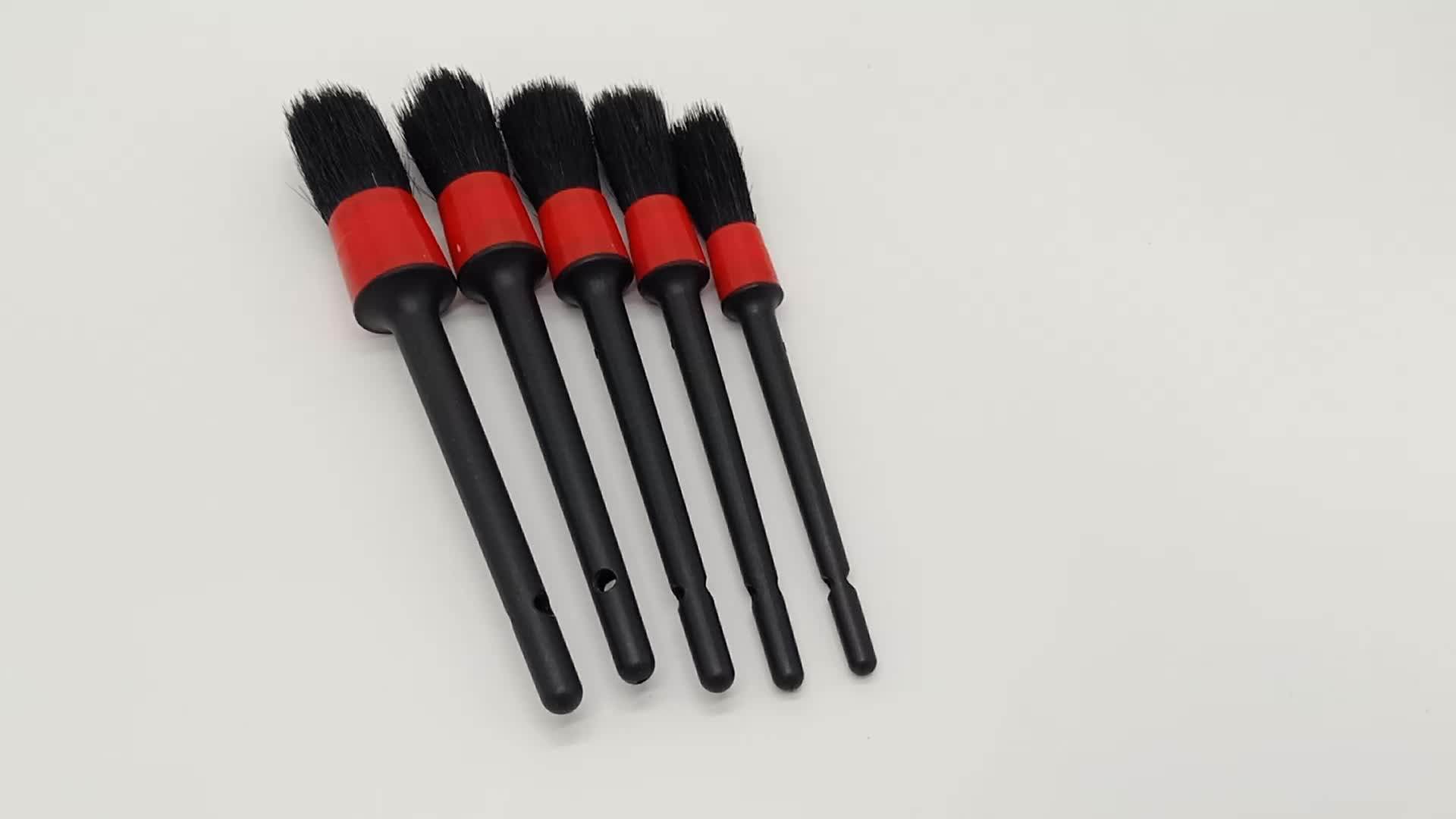 Natural Boar Hair Brushes Auto Detail Tools Products 5 Pack Wheels