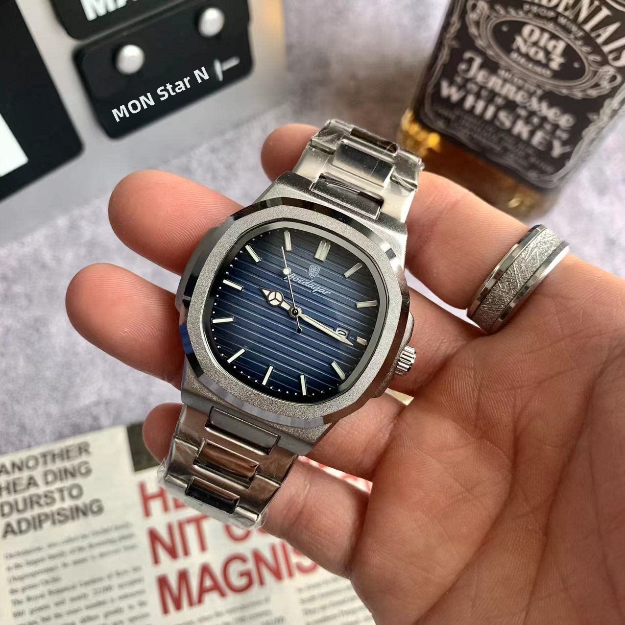 Наручные часы 新覆古方表男士森林钢带商业多功能休闲夜光防水非机械石英表 POEDAGAR