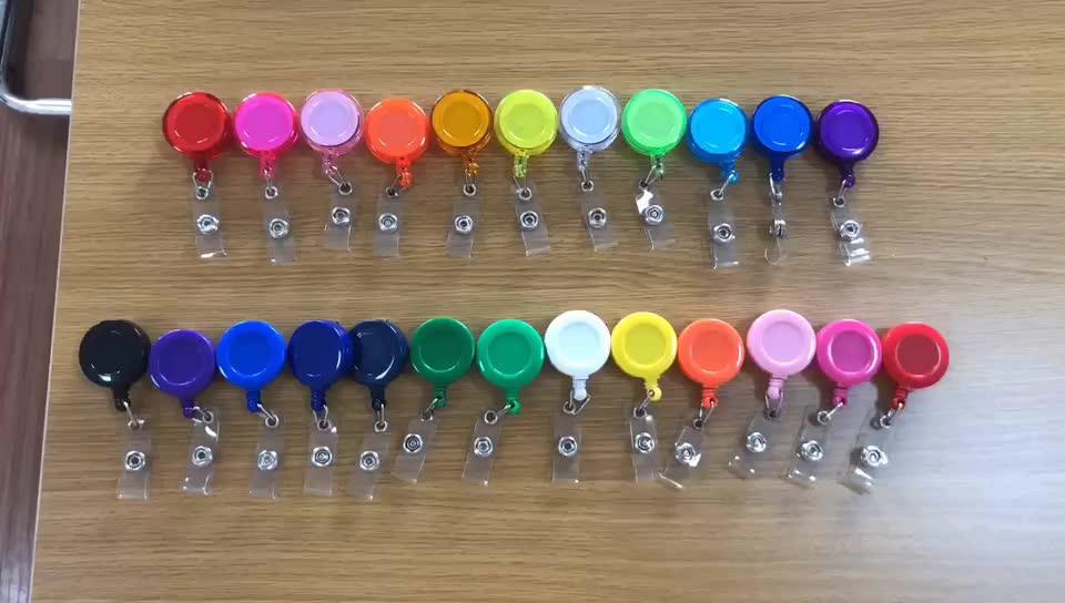 32mm Big Epoxy Sticker Logo Retractable Badge Reel With Carabiner Belt