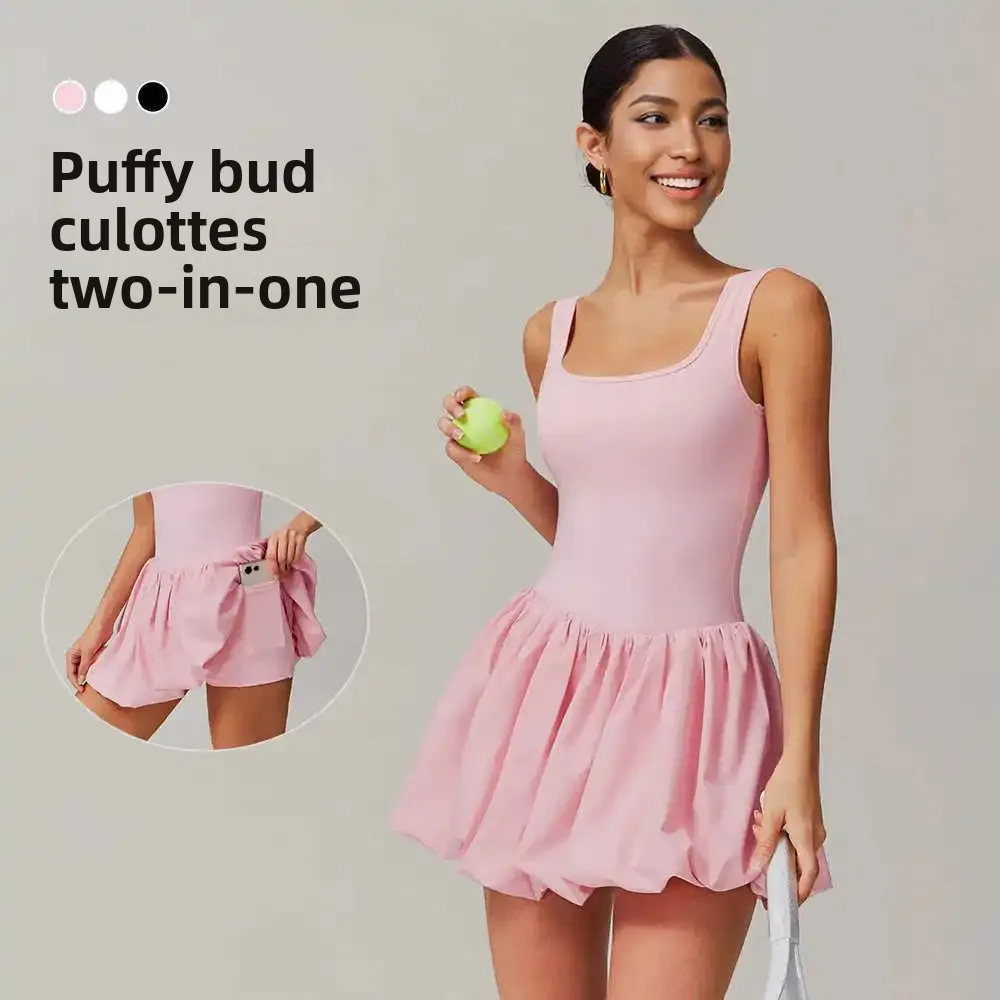 Tennis Skirt Women's dress Flower Bub Skirt Fake Two-piece Anti-walking Badminton Skirt Running Yoga Fitness Tennis Clothing Women