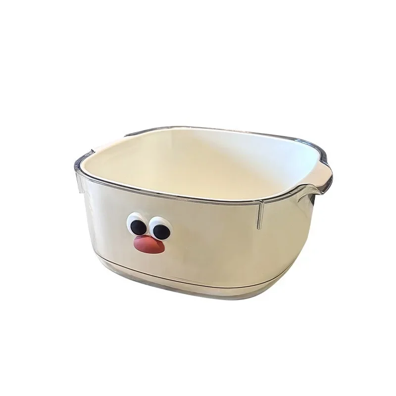 Double Layer New Dopamine Drain Basket Cute Household Fruit and Vegetable Cleaning Basket Two-in-One Thickened Vegetable Washing Basket